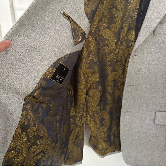 Firado Italia Gray Wool Men’s Blazer Jacket 44R Super 140’s - Picture 6 of 10